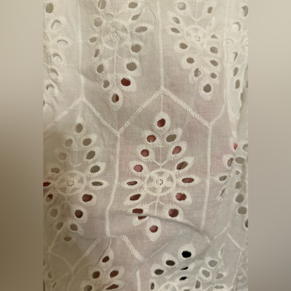 Women's Sexy Long Sleeve Lace Ruffle Mini Dress Hollow Out Summer Dress White - Picture 8 of 8
